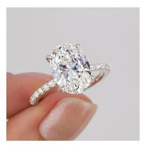 Oval Cut Simulated Stone Silver Ring 6